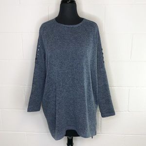 Clara Sun Woo Blue Lightweight Crewneck Long Sleeve Sweater